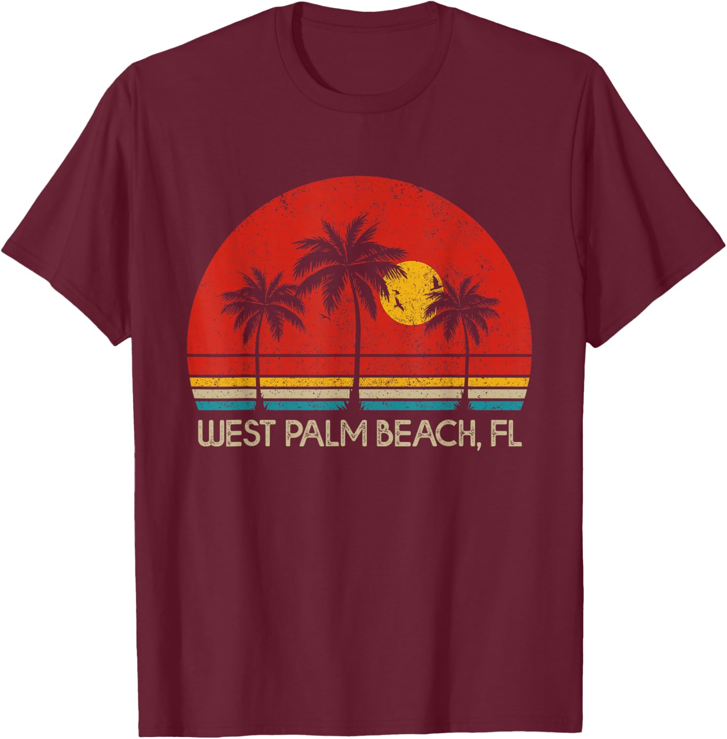 West Palm Beach Florida FL Surfer Retro Vintage T-Shirt - T-Shirt | Maroon