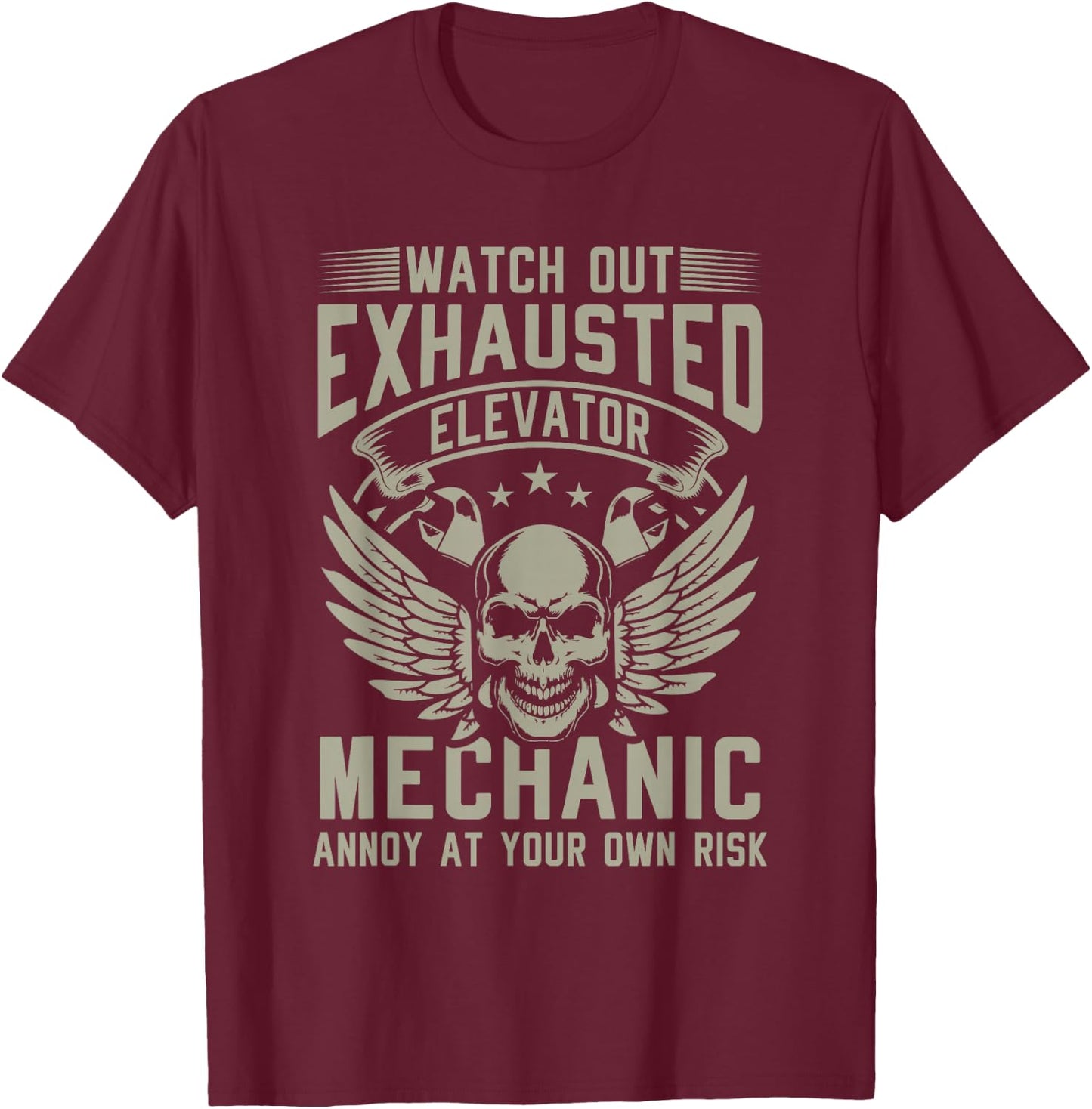 Exhausted Elevator Mechanic Engineer installer T-Shirt - T-Shirt | Maroon