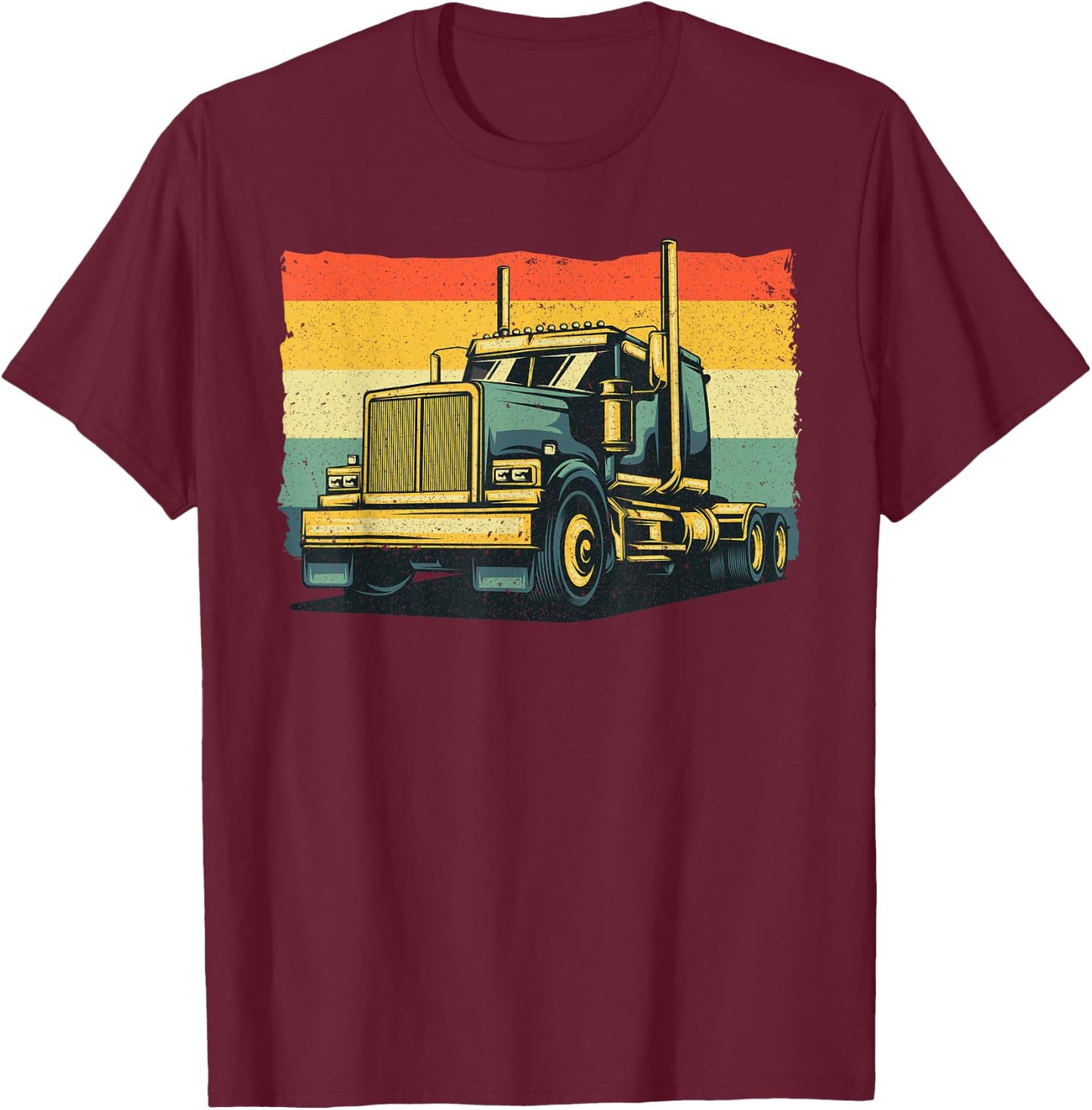 Vintage Trucker Art Women Kids Trucking Truck Lovers T-Shirt - T-Shirt | Maroon