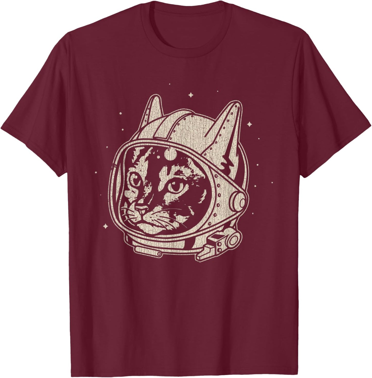 Vintage Astronaut Cute Cat Cat Lover T-Shirt - T-Shirt | Maroon