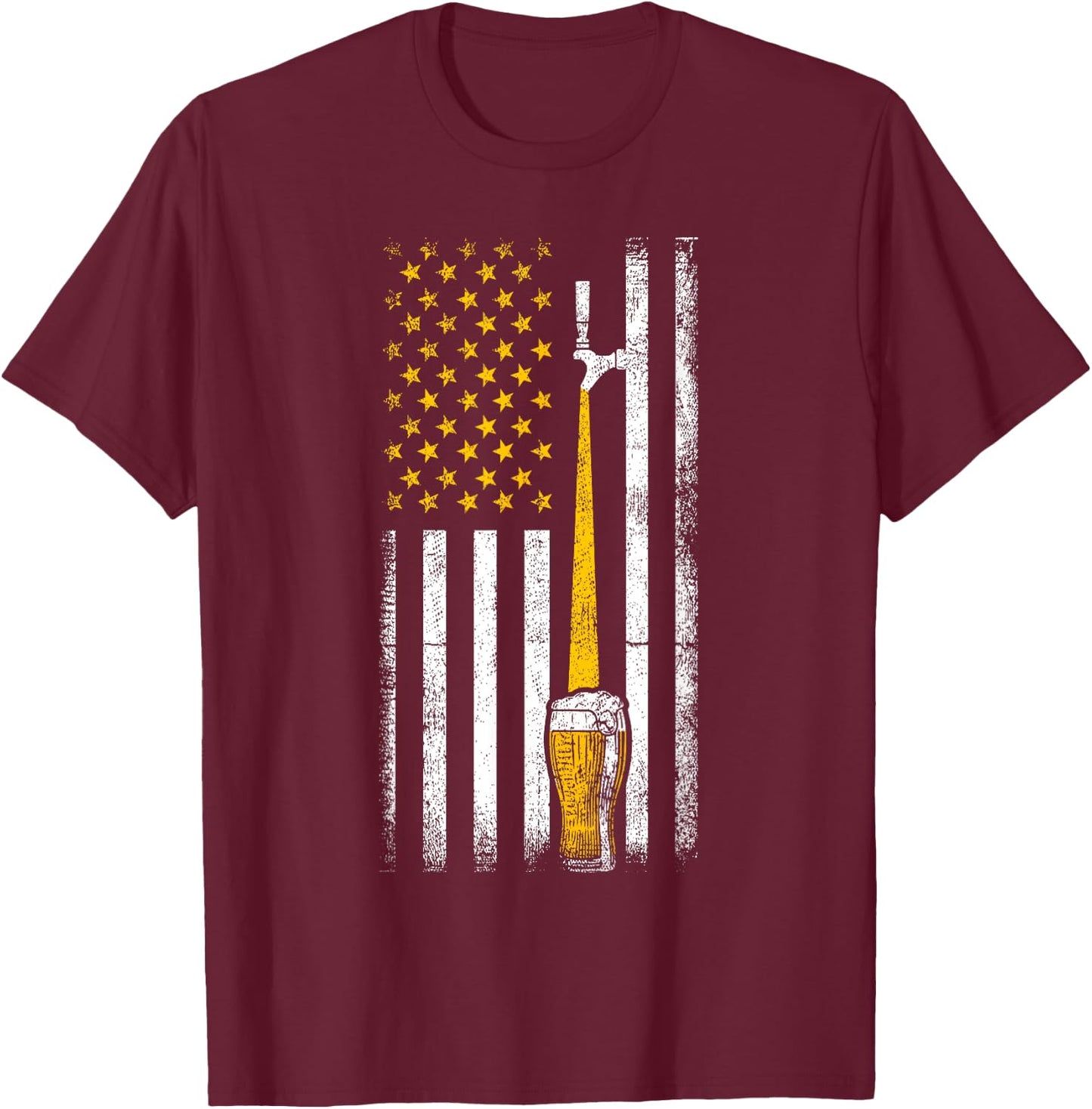 Vintage American Flag Craft Beer Tap Men T-Shirt - T-Shirt | Maroon