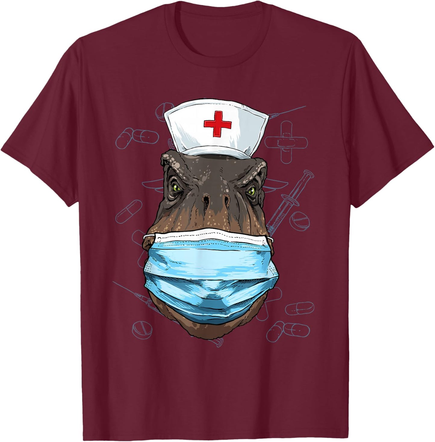 Hospital T Rex ER Nurse RN LPN Nurse Life Dinosaur Lover T-Shirt - T-Shirt | Maroon