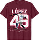 BallPark MVP -Adults Black Small Number and Portrait Pablo Lopez Minnesota MLBPA T-Shirt - T-Shirt | Maroon