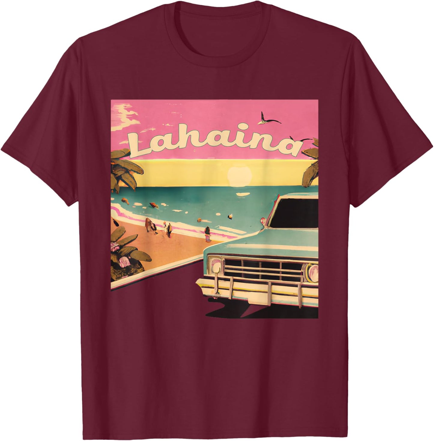 Lahaina Retro Beach Vacation Souvenir Lahaina Surf Women Kids T-Shirt - T-Shirt | Maroon