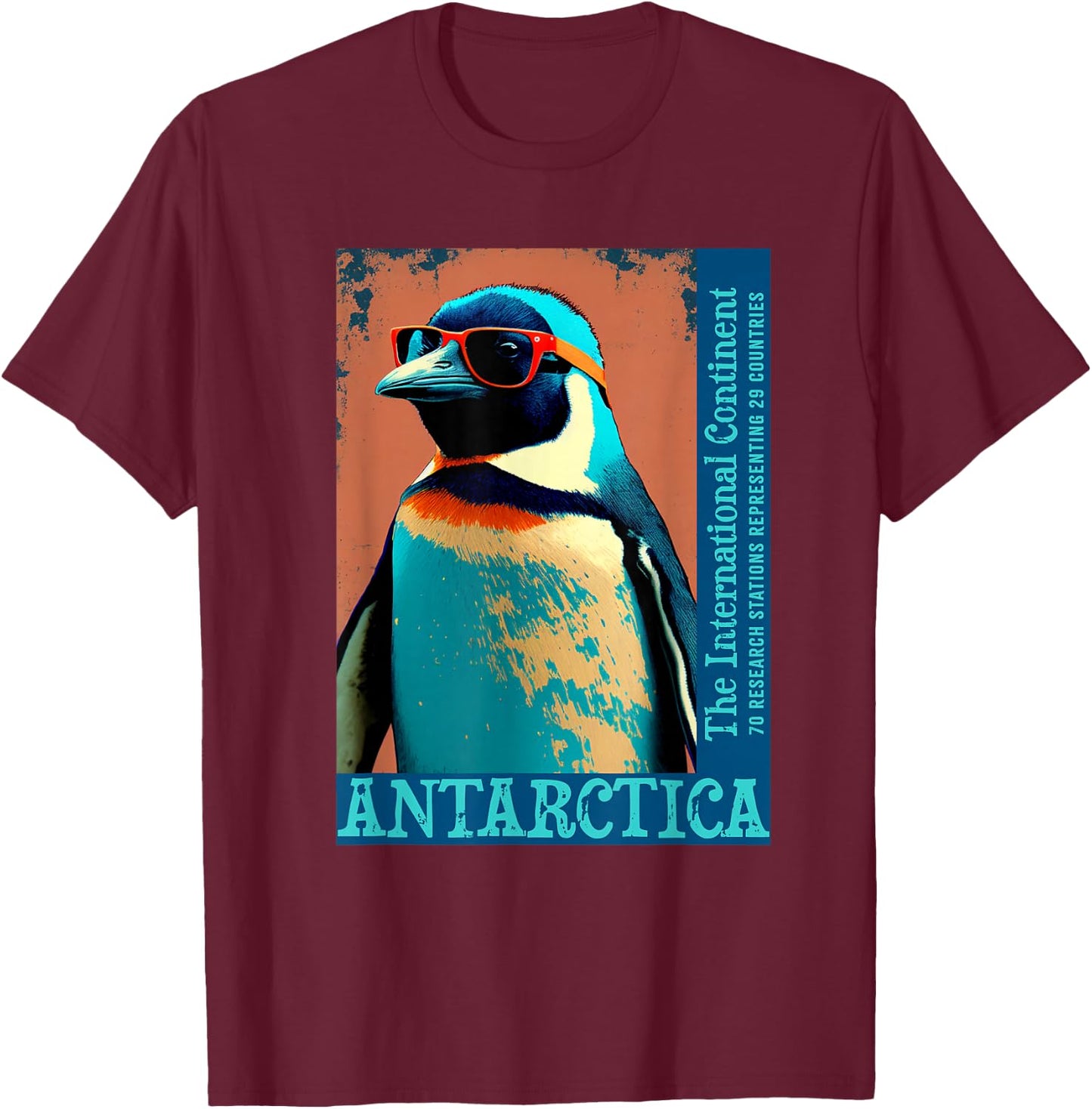 Antarctica Funny Penguin Apparel and Decor Cute Cool Penguin Antarctic Research Souvenir - -Adults - Black - Short Sleeve - Classic Fit - Small T-Shirt - T-Shirt | Maroon
