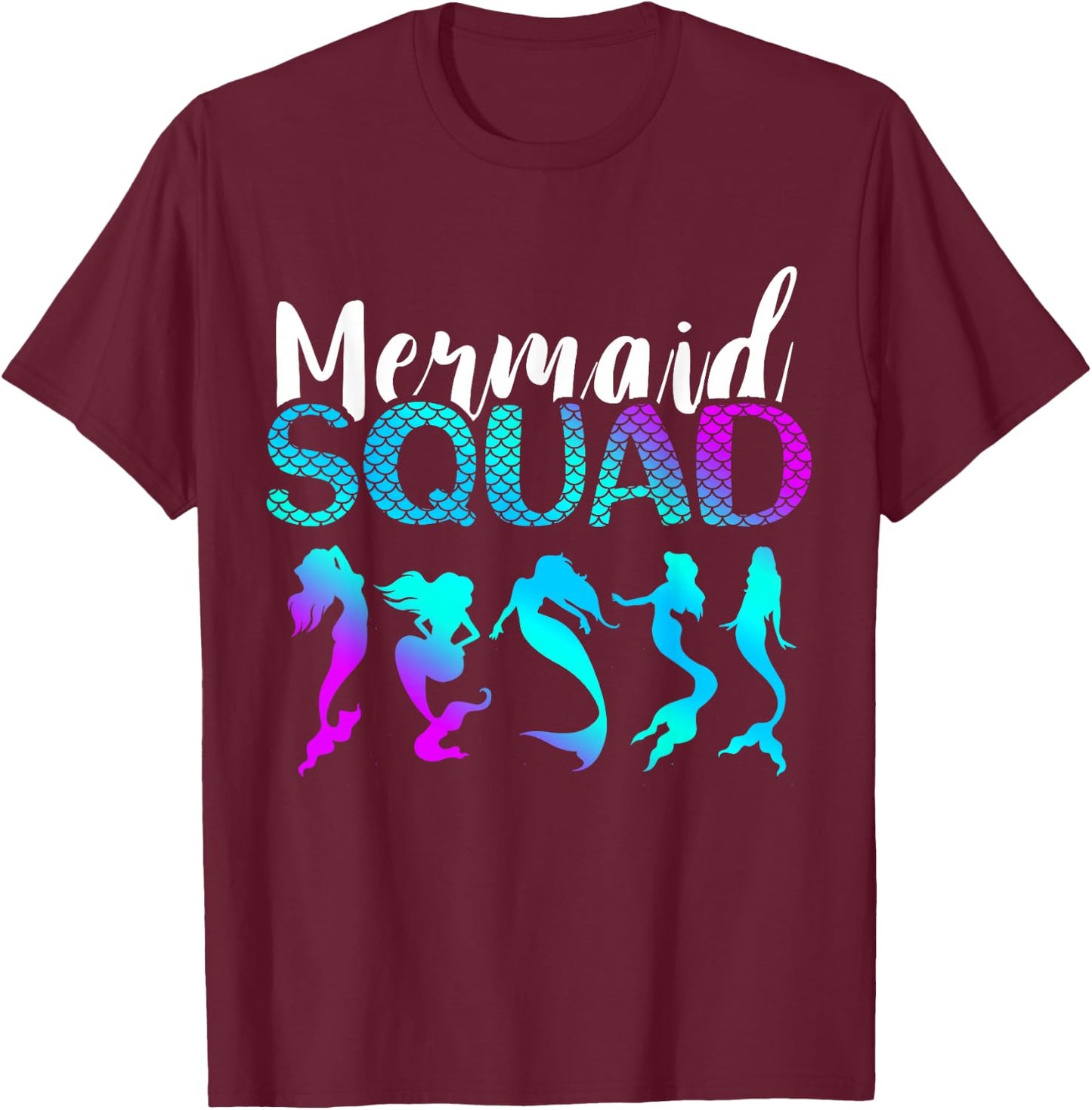 Mermaid Squad Aqua Beautiful Marine Sea Creature Clamshell T-Shirt - T-Shirt | Maroon