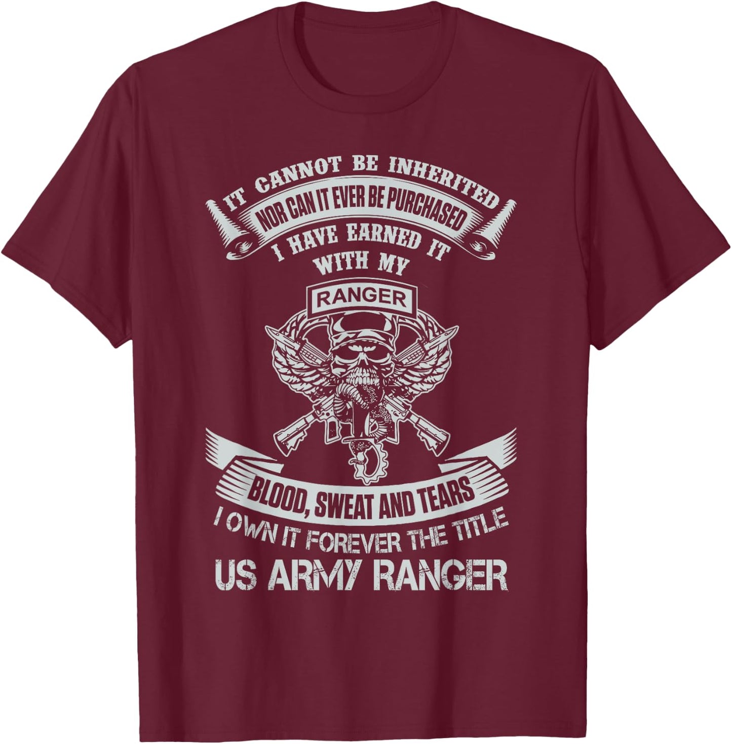 Own It Forever The Title US Army Ranger Veteran T-Shirt - T-Shirt | Maroon