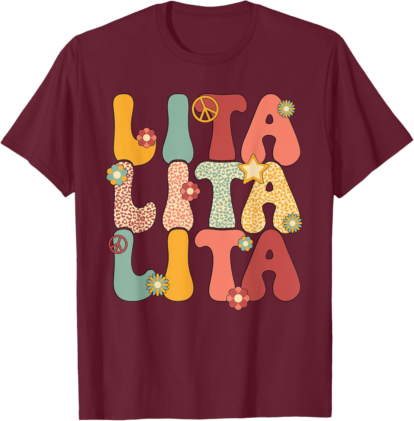 Lita Grandma Groovy Lita Grandmother T-Shirt - T-Shirt | Maroon