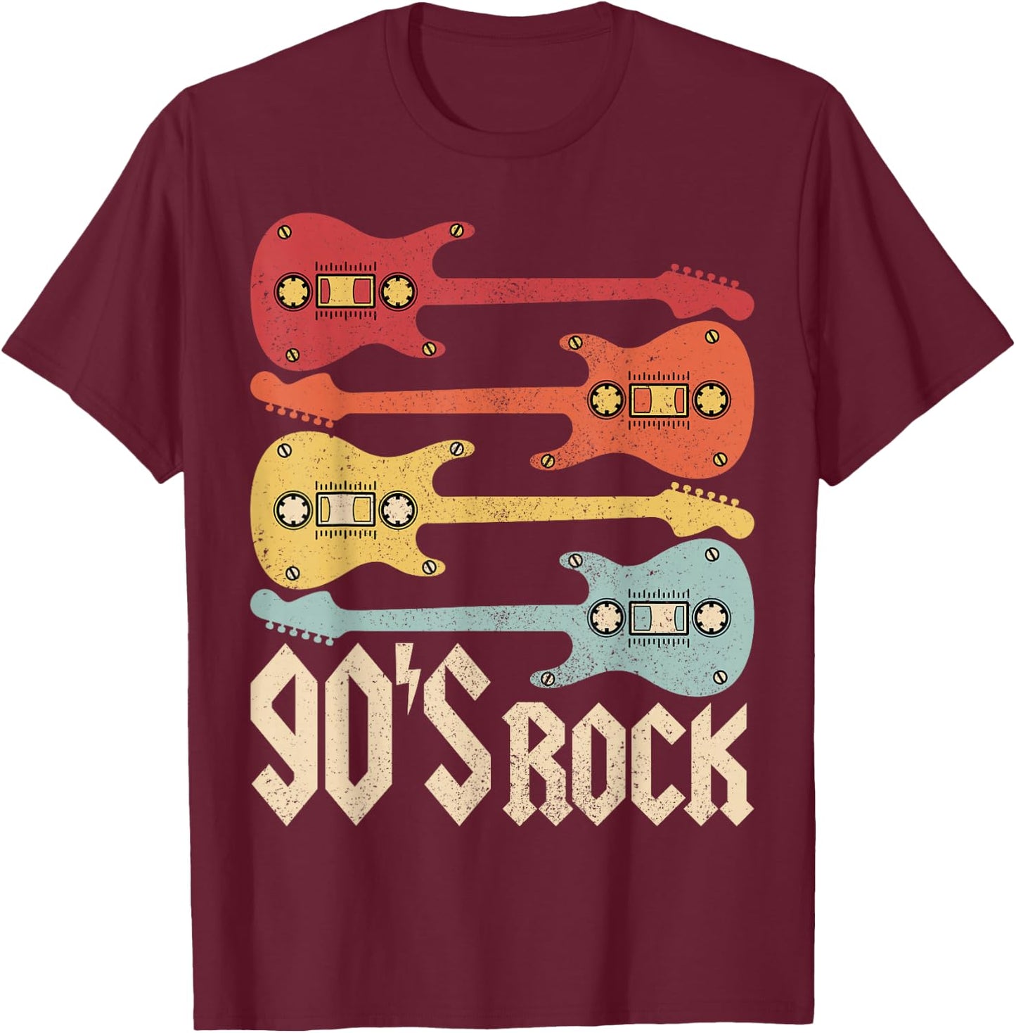 90s Rock Band Guitar Cassette Tape 1990s Vintage 90s Costume T-Shirt - T-Shirt | Maroon