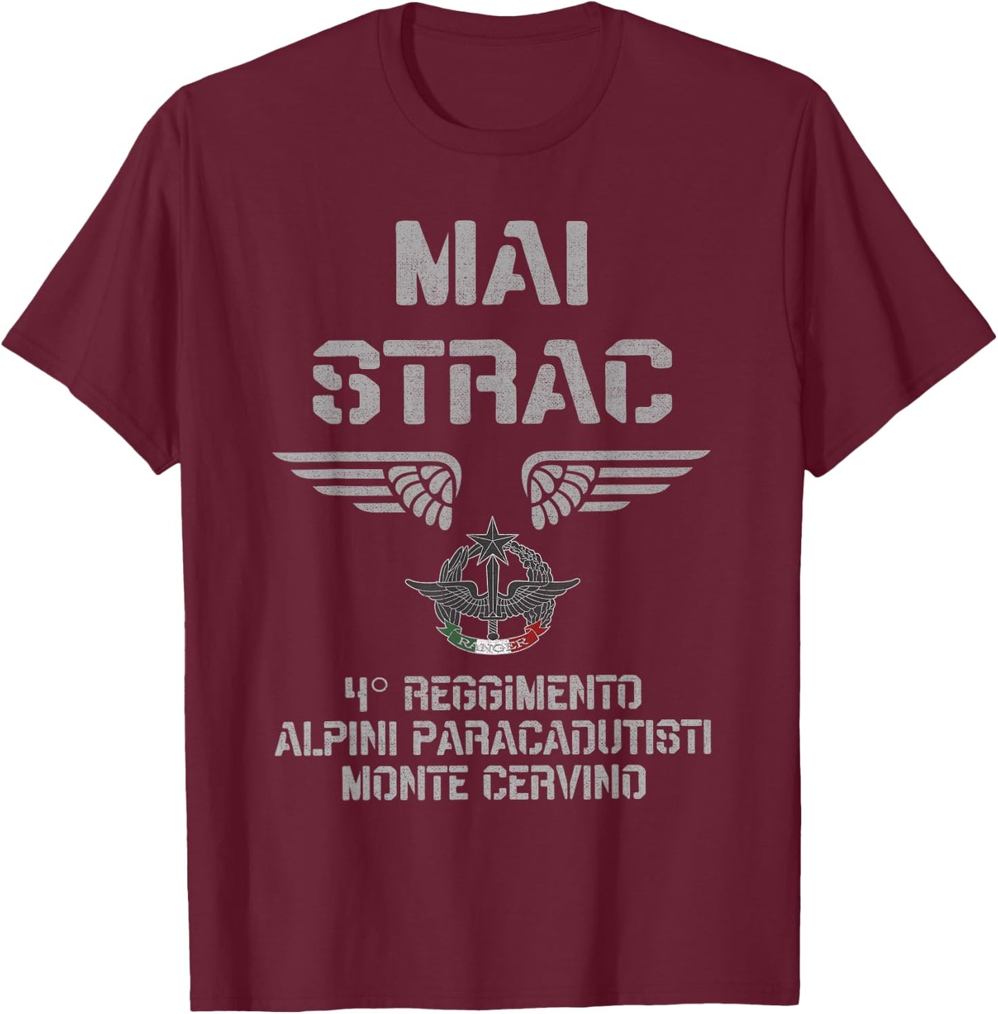 Italian Special Force Alpini Paratroopers Monte Cervino T-Shirt - T-Shirt | Maroon