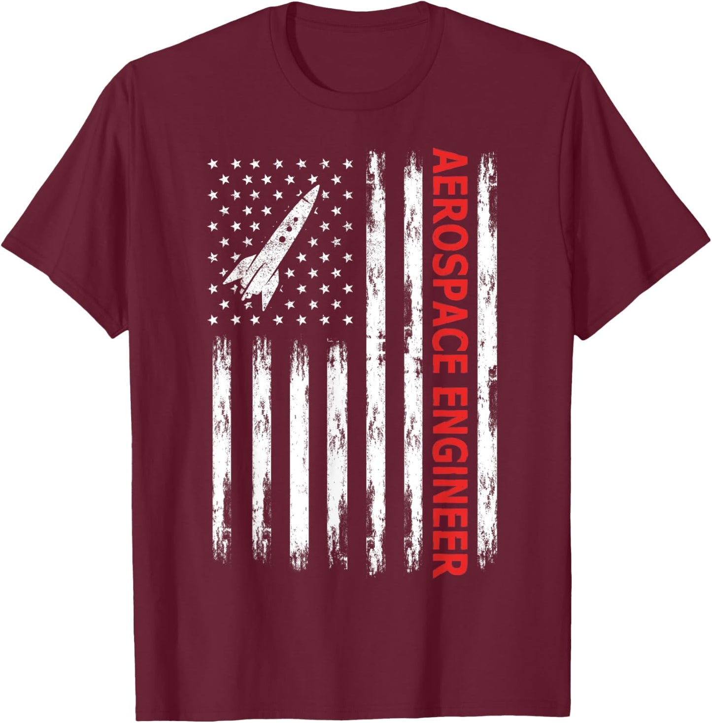 American Aerospace Engineer USA Flag T-Shirt - T-Shirt | Maroon
