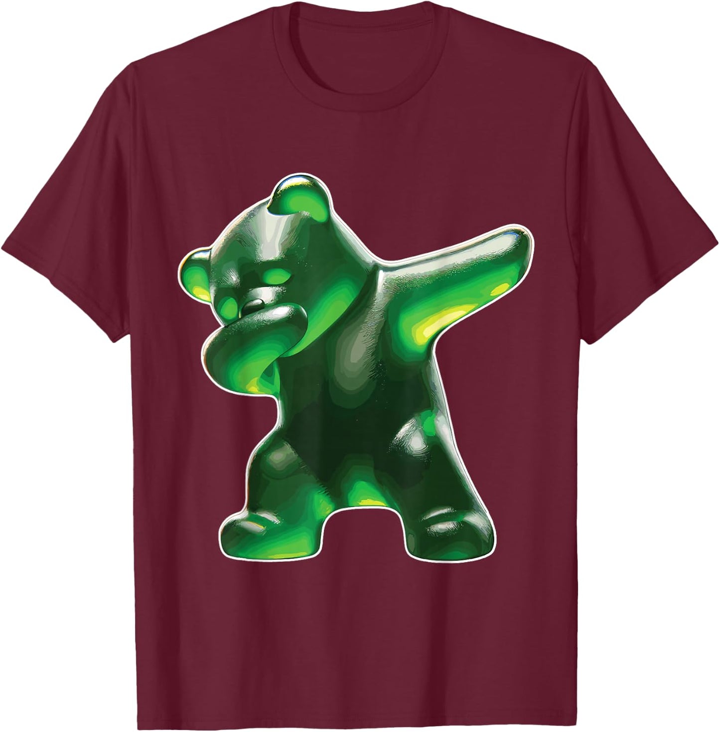 Gummy Bear, Green Gummy Bear, Dabbing Gummy Bear T-Shirt - T-Shirt | Maroon