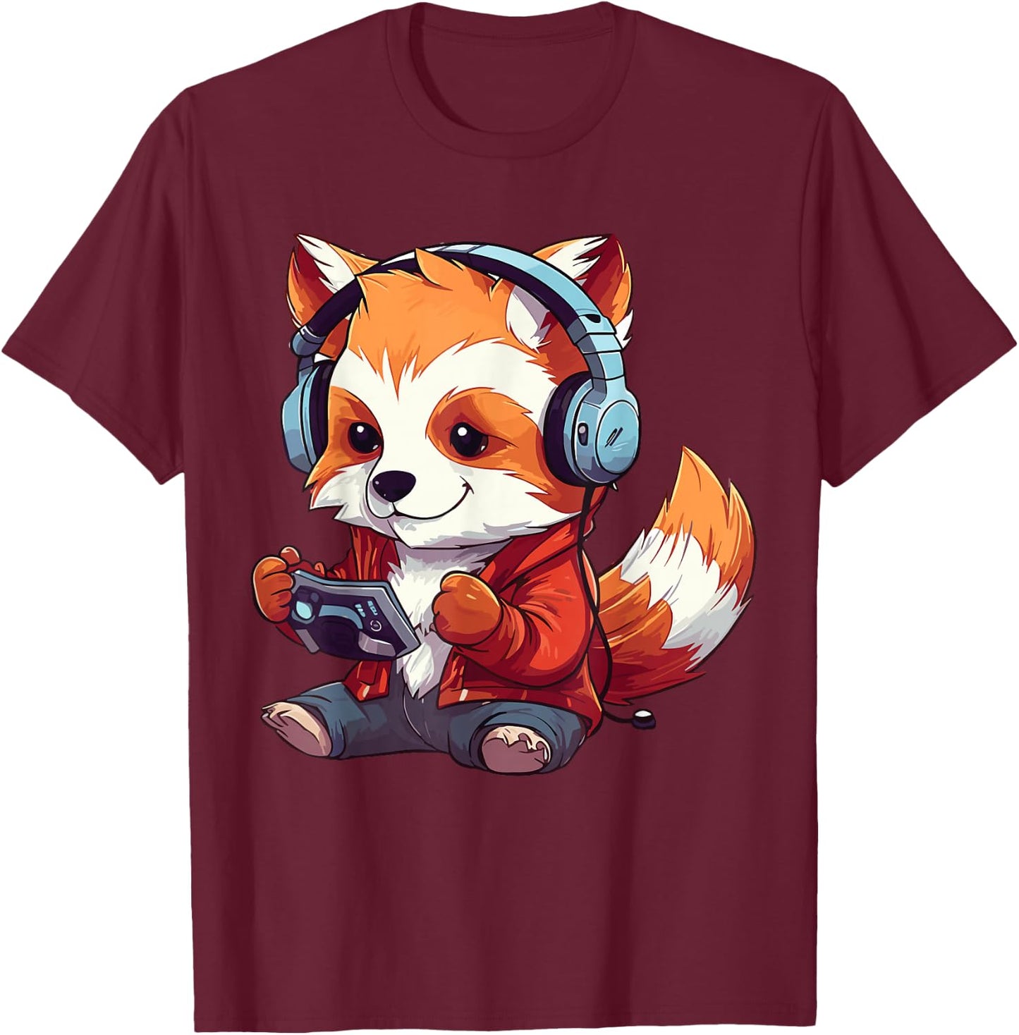Cute Red Panda Gamer Funny Gaming Red Panda Lover T-Shirt - T-Shirt | Maroon