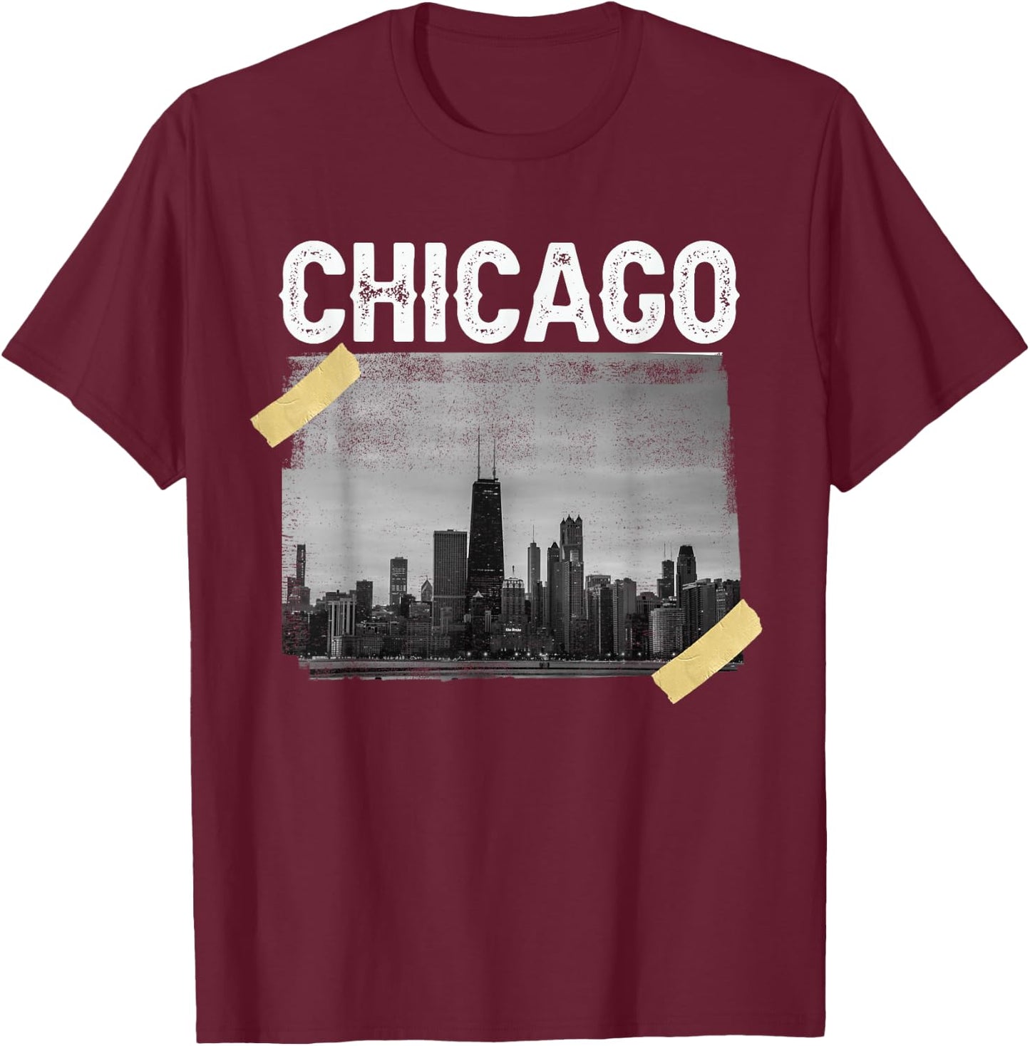 Illinois Chicago Skyline Chi Town T-Shirt - T-Shirt | Maroon