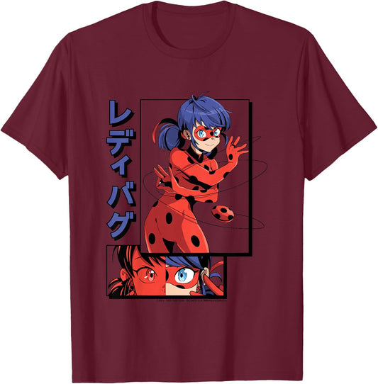 Kids Miraculous Lady Bug - Manga Lady Bug T-Shirt - T-Shirt | Maroon