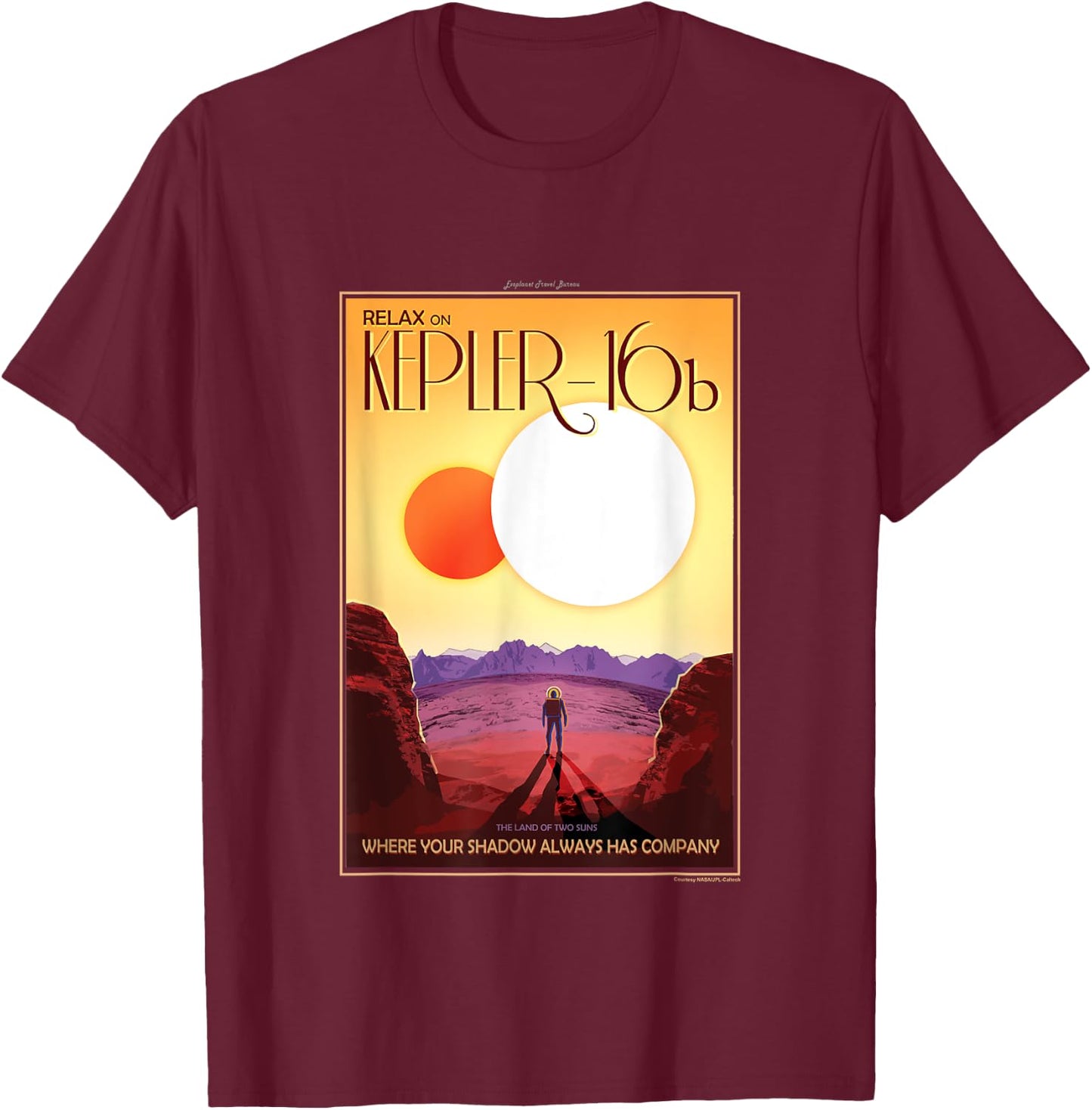 NASA Kepler 16b Interplanetary Travel Poster T-Shirt - T-Shirt | Maroon