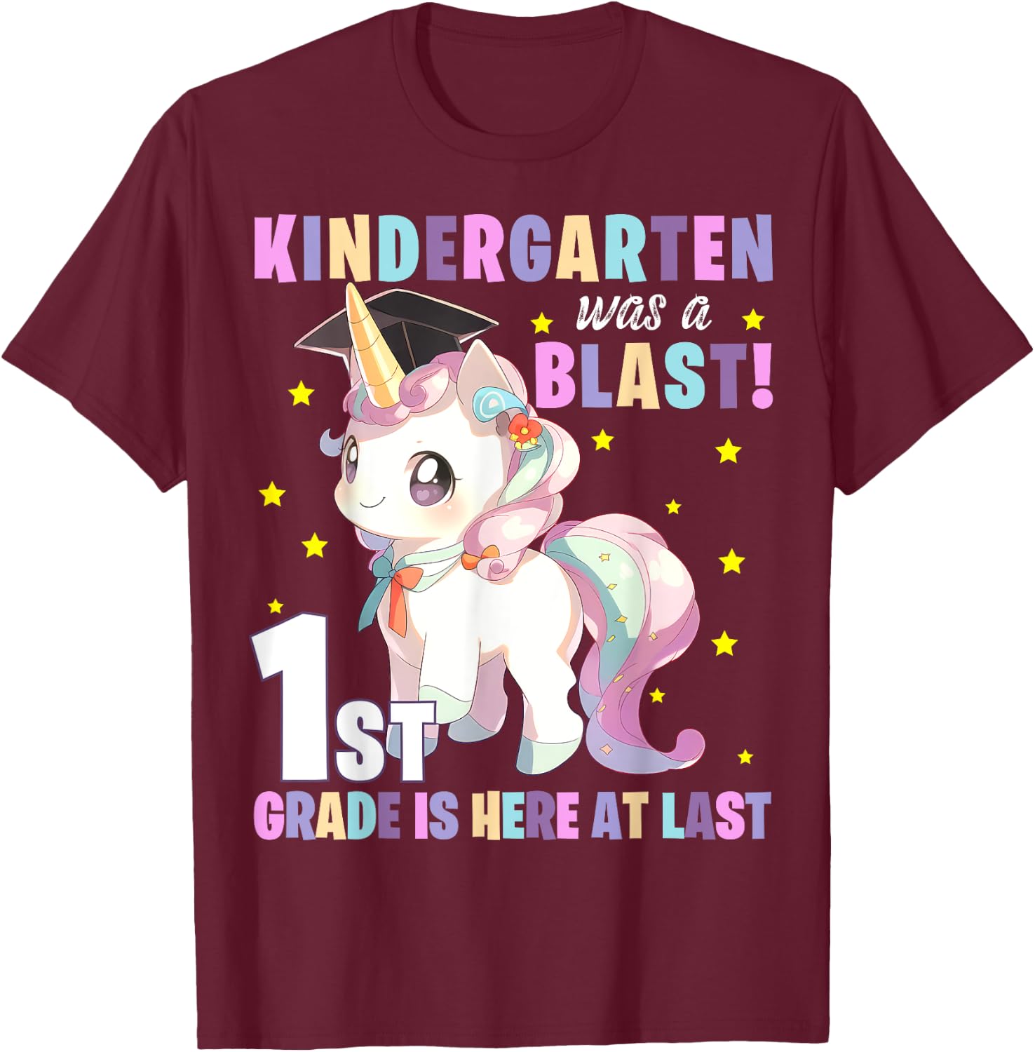 Kindergarten Graduation Unicorn Kindergarten Graduate Girls T-Shirt - T-Shirt | Maroon