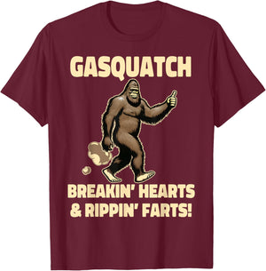 Weird Sayings Quote One Liners Fartacus Farting Bigfoot Breaking Hearts And Ripping Farts Sasquatch T-Shirt - T-Shirt | Maroon