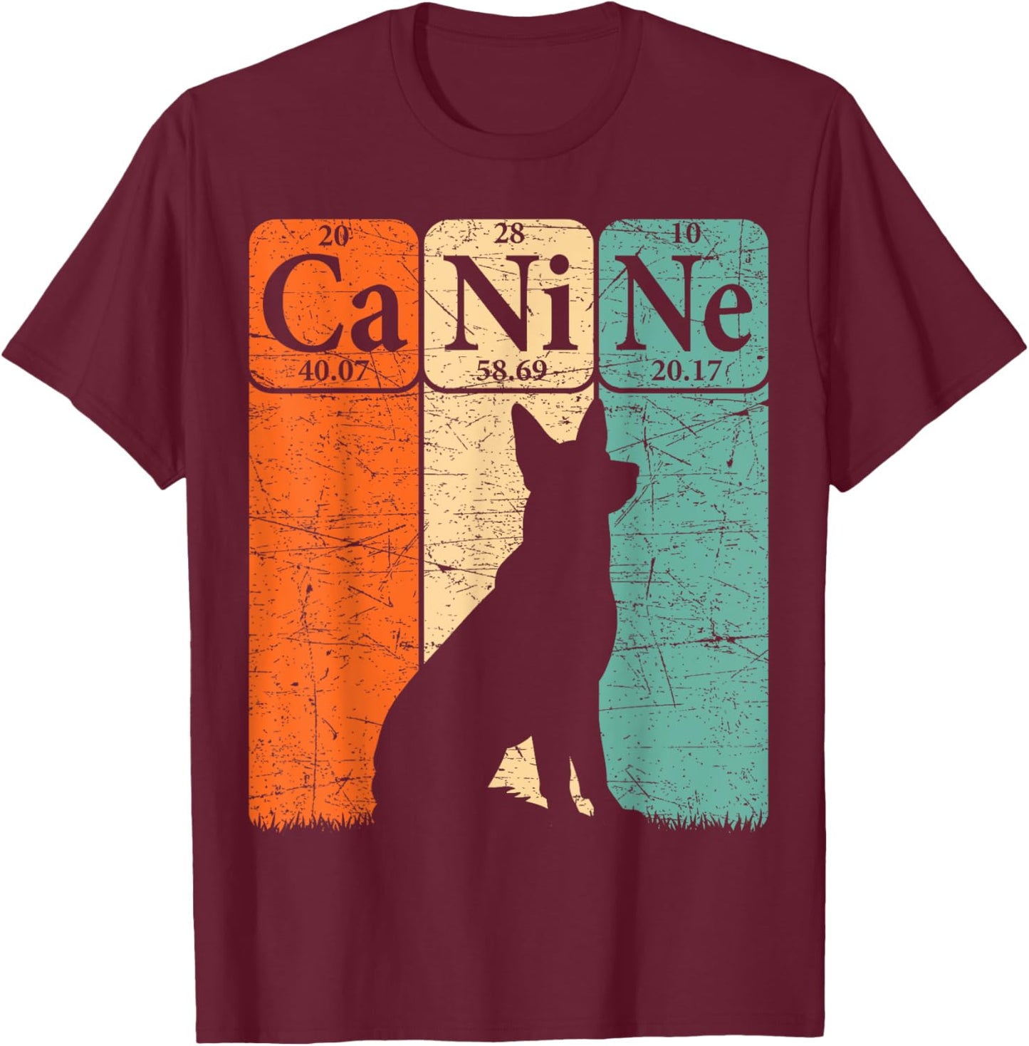 Canine Dog Periodic Table Elements Dog Lover Cynologist T-Shirt - T-Shirt | Maroon