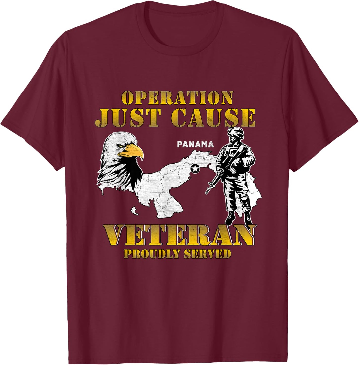 Operation Just Cause Panama Veteran Vintage Gifts T-Shirt - T-Shirt | Maroon