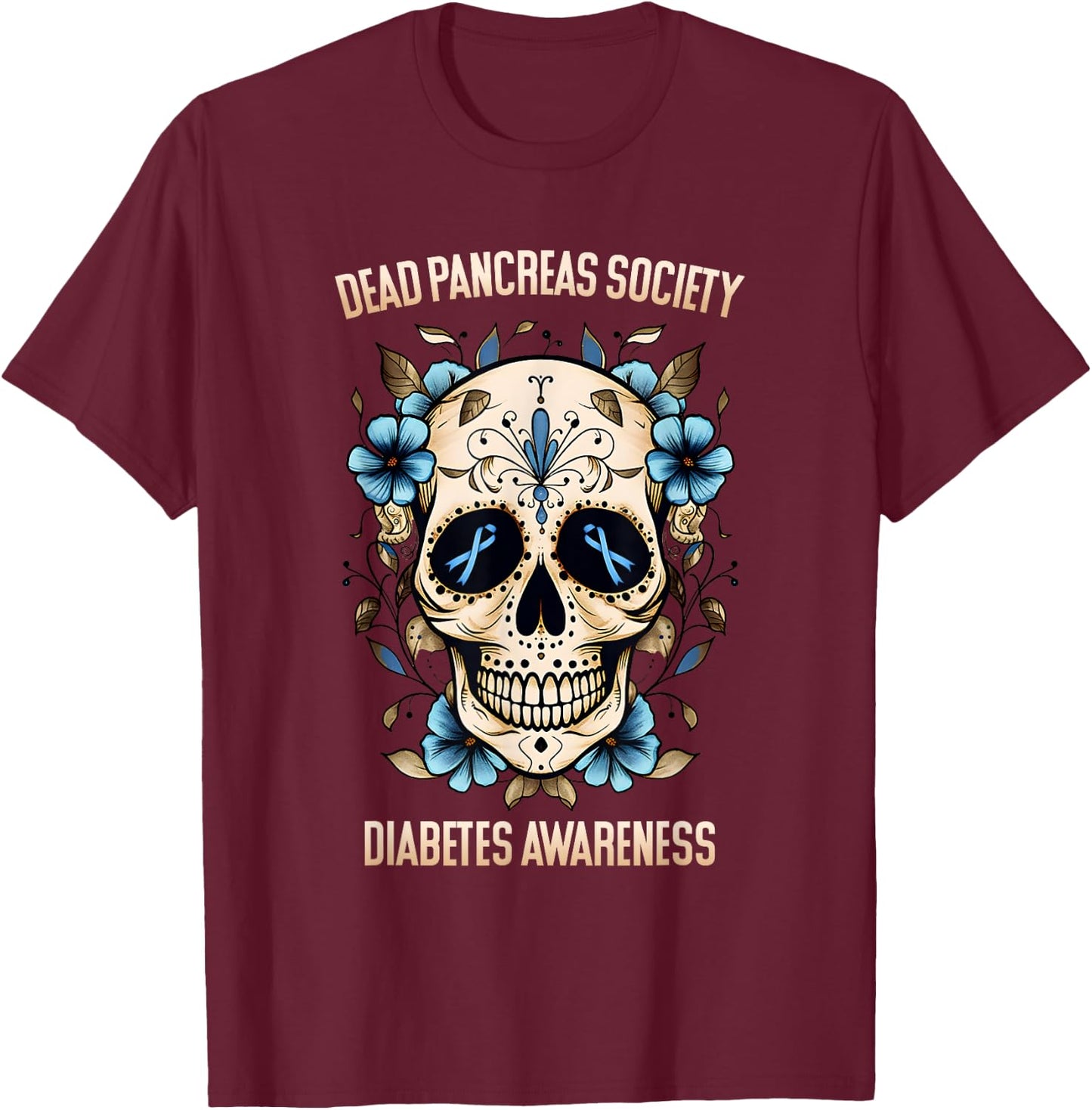 Diabetes Awareness - Dead Pancreas Society T-Shirt - T-Shirt | Maroon