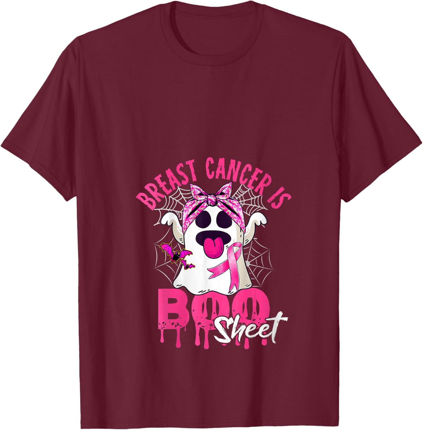 Breast Cancer Is Boo Sheet Halloween Breast Cancer Awareness V-Neck T-Shirt - T-Shirt | Maroon