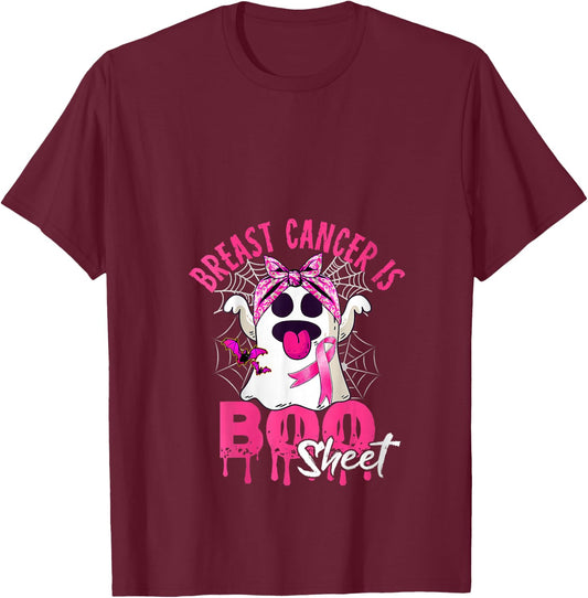 Breast Cancer Is Boo Sheet Halloween Breast Cancer Awareness V-Neck T-Shirt - T-Shirt | Maroon
