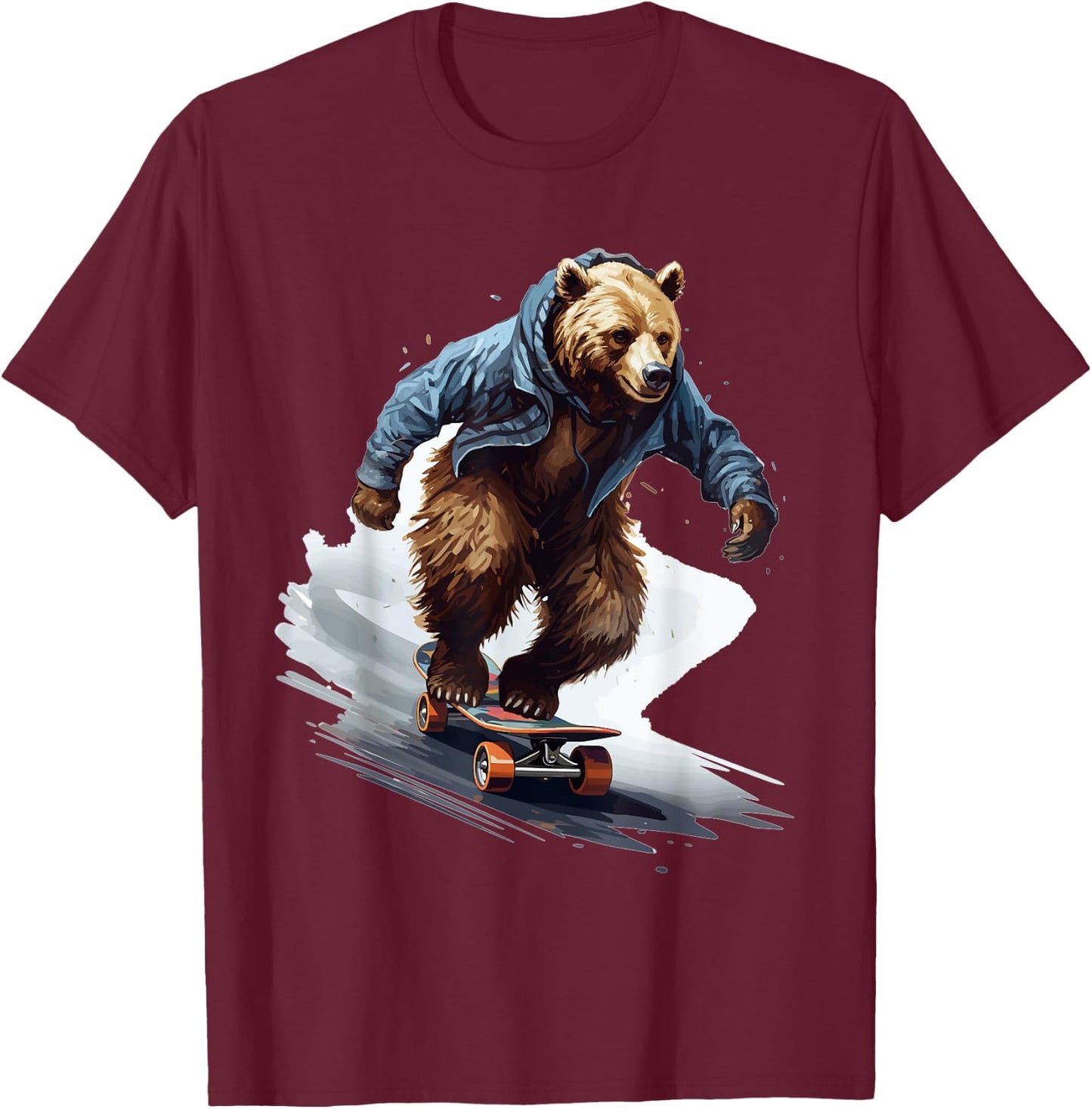 Grizzly Skater - Skateboard Skateboarder Skateboarding T-Shirt - T-Shirt | Maroon