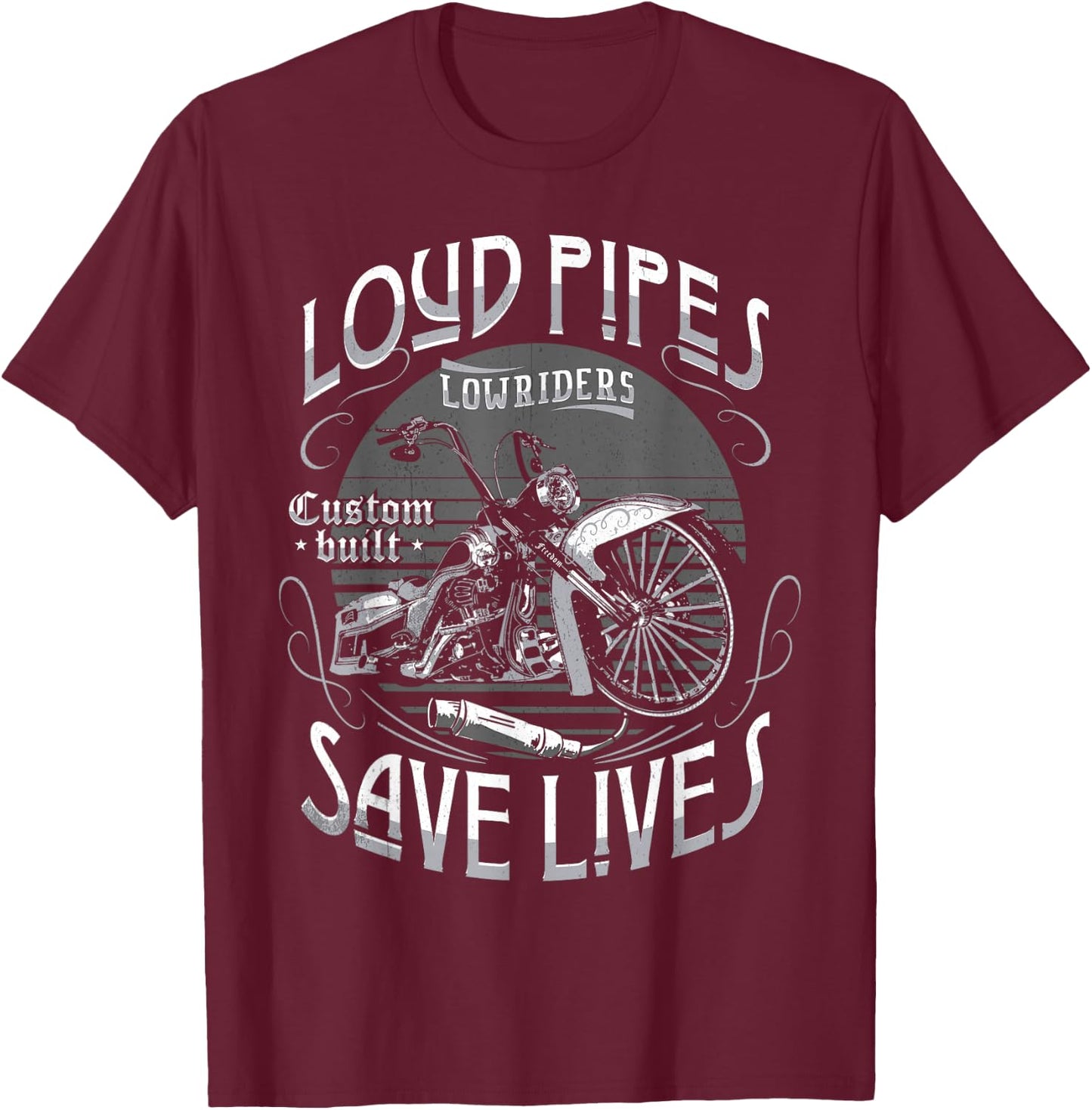 Lowriders Motorcycle Biker Custom Chicano Vintage Mexican T-Shirt - T-Shirt | Maroon