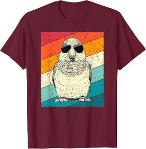 Retro Vintage Quaker Parrot with Sunglasses Bird Lovers T-Shirt - T-Shirt | Maroon