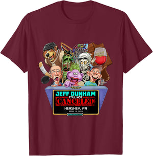 Jeff Dunham Hershey, PA (2023) T-Shirt - T-Shirt | Maroon