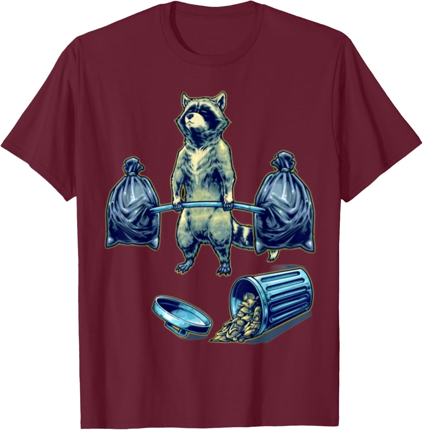 Deadlifting Raccoon Weightlifting Bodybuilding Fitness Gym T-Shirt - T-Shirt | Maroon