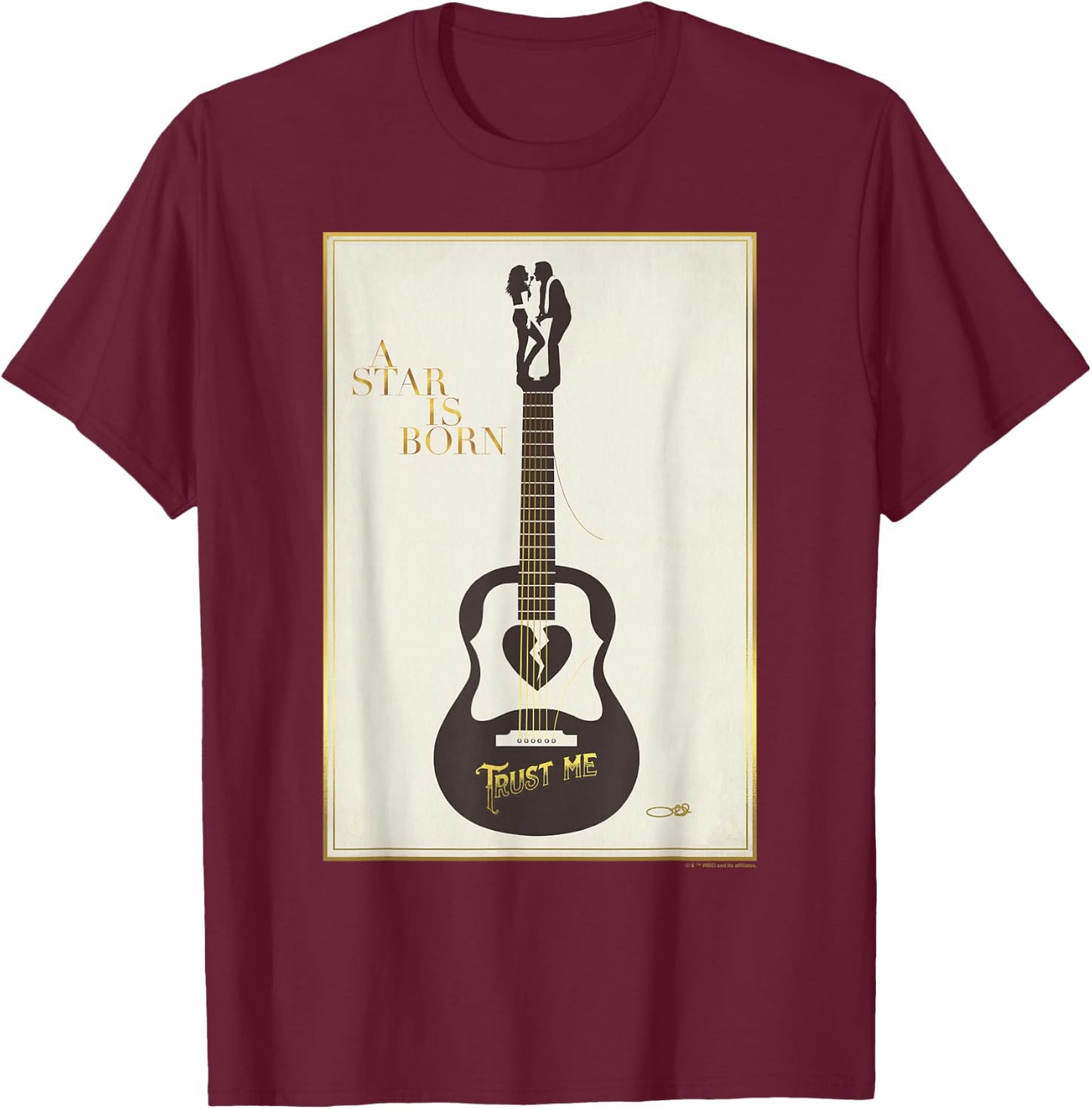 WB100 A Star Is Born Trust Me Guitar Silhouette Movie Logo T-Shirt - T-Shirt | Maroon