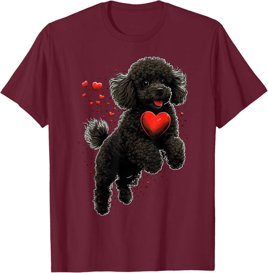 Toy Poodle Love Heart for Valentines Day on Poodle Lover T-Shirt - T-Shirt | Maroon