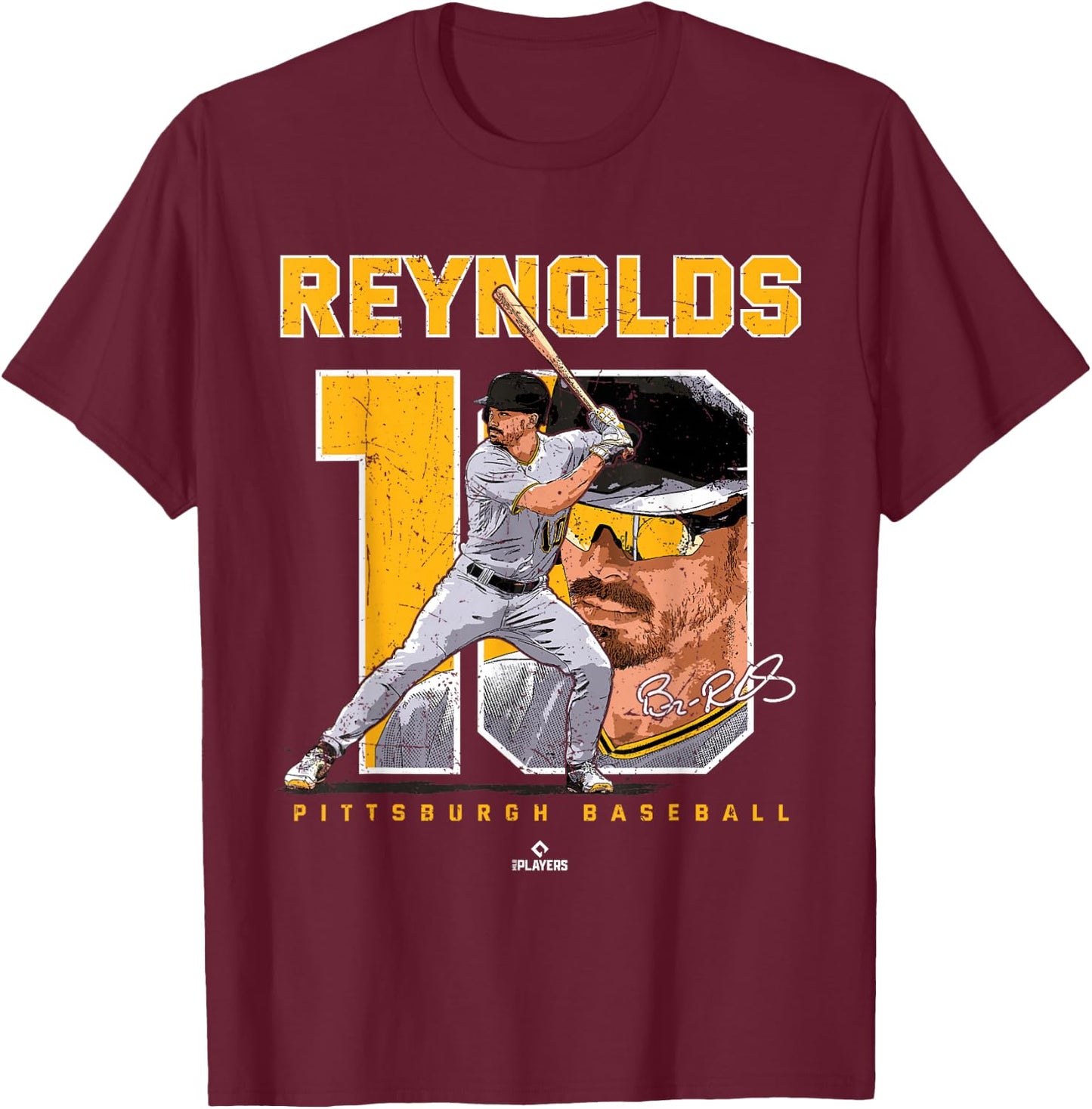 Number and Portrait Bryan Reynolds Pittsburgh MLBPA T-Shirt - T-Shirt | Maroon