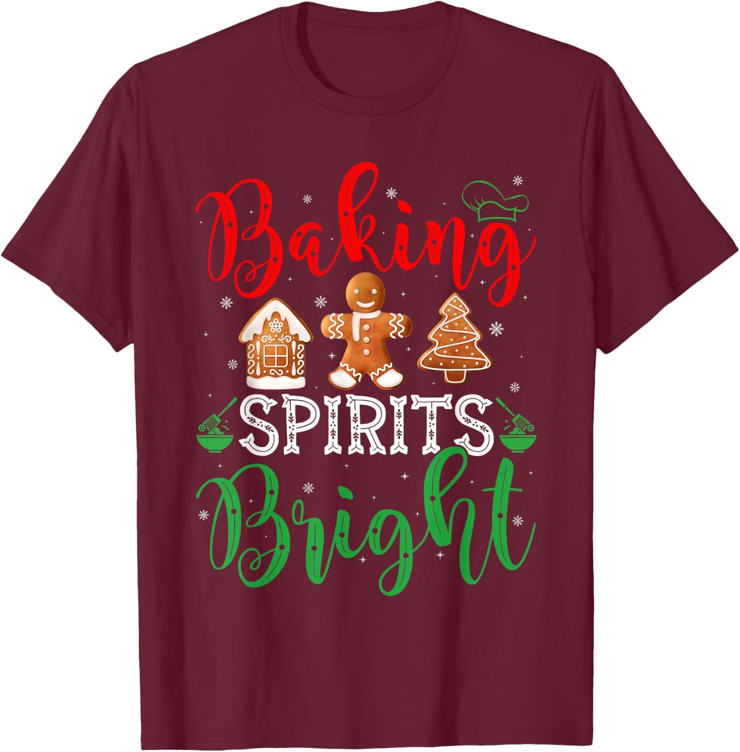 Christmas Baking Spirits Bright Cute Christmas Pajama T-Shirt - T-Shirt | Maroon