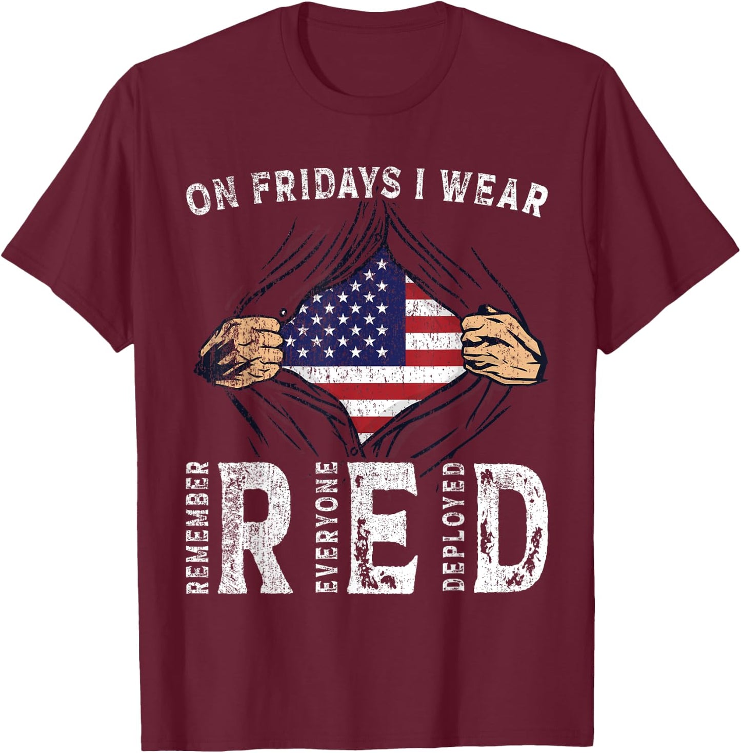 On Fridays I Wear Red USA Support American Troops T-Shirt - T-Shirt | Maroon