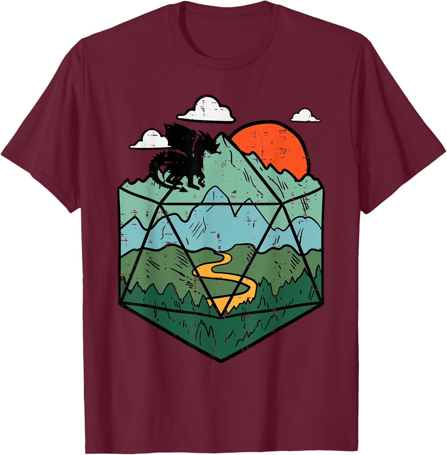RPG Mountain Gamer Men Boys Kids Youth T-Shirt - T-Shirt | Maroon