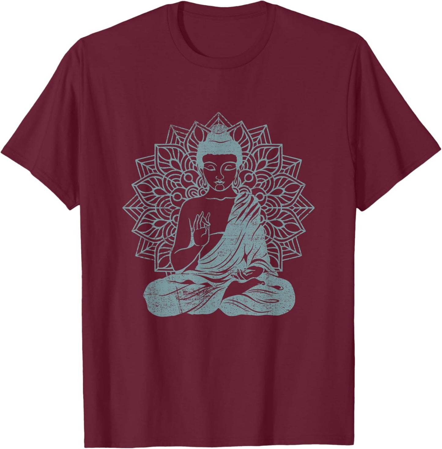 Buddha Blue Buddhism Zen Buddhist Spiritual Meditation Yoga T-Shirt - T-Shirt | Maroon