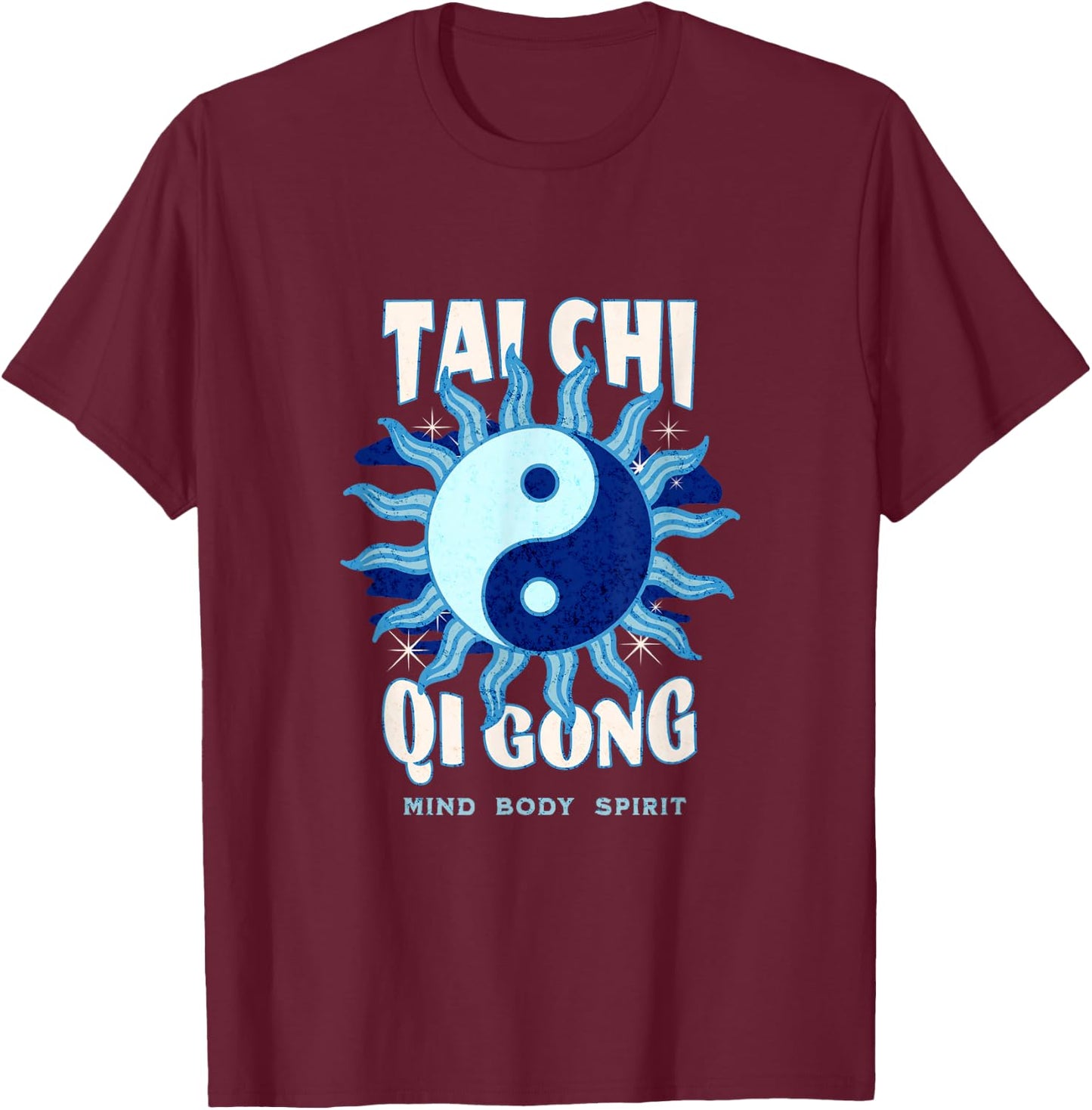 Tai Chi Martial Arts Ying Yang Qi Gong Balance Breathing T-Shirt - T-Shirt | Maroon
