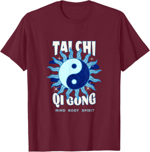 Tai Chi Martial Arts Ying Yang Qi Gong Balance Breathing T-Shirt - T-Shirt | Maroon