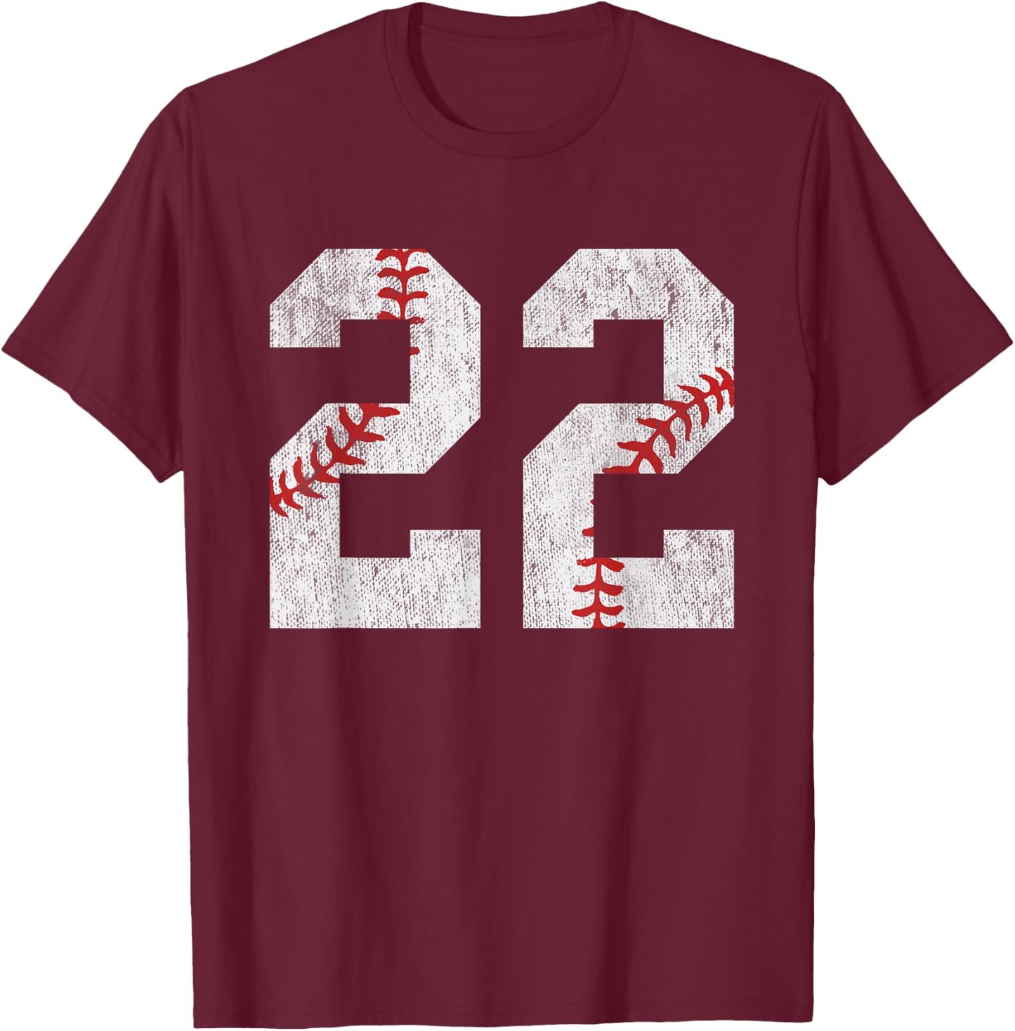 Number #22 Vintage 22nd Birthday Baseball Lover 22 Years Old T-Shirt - T-Shirt | Maroon
