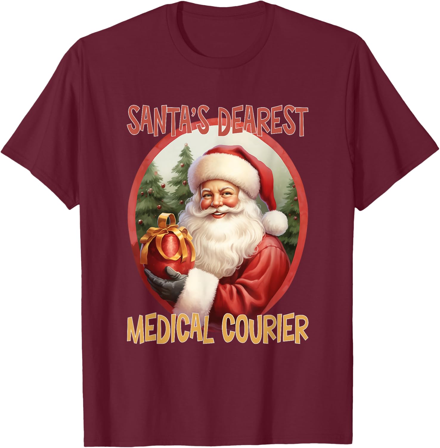 Medical Courier Christmas Holiday Love Xmas T-Shirt - T-Shirt | Maroon