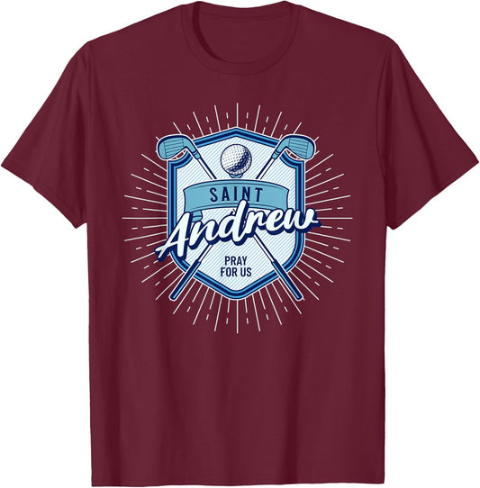 St Andrew Patron Saint of Golf Golfers Catholic Saint T-Shirt - T-Shirt | Maroon