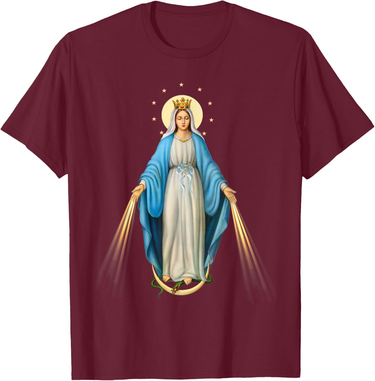 Holy Mother Mary Mother of Jesus Vintage Catholic Art Women T-Shirt - T-Shirt | Maroon