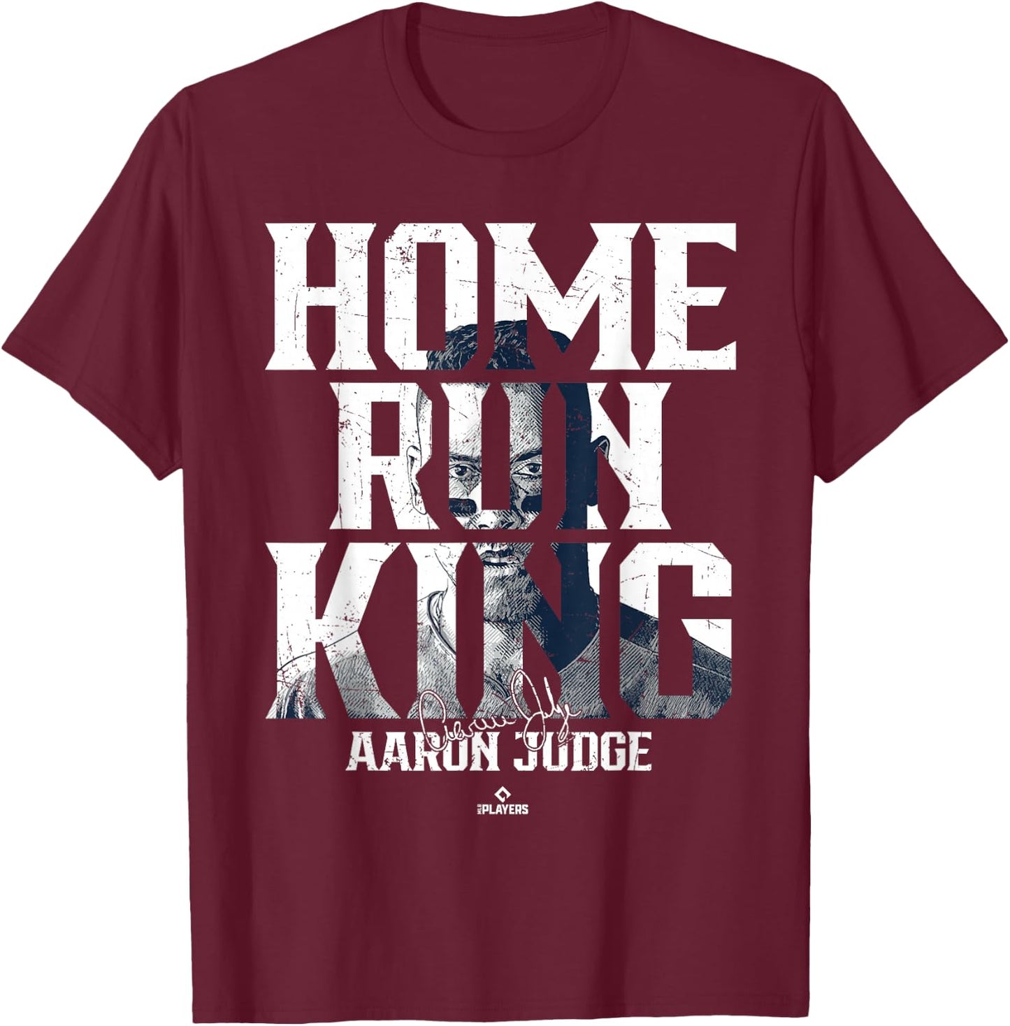 Home Run King Portrait Aaron Judge New York MLBPA T-Shirt - T-Shirt | Maroon