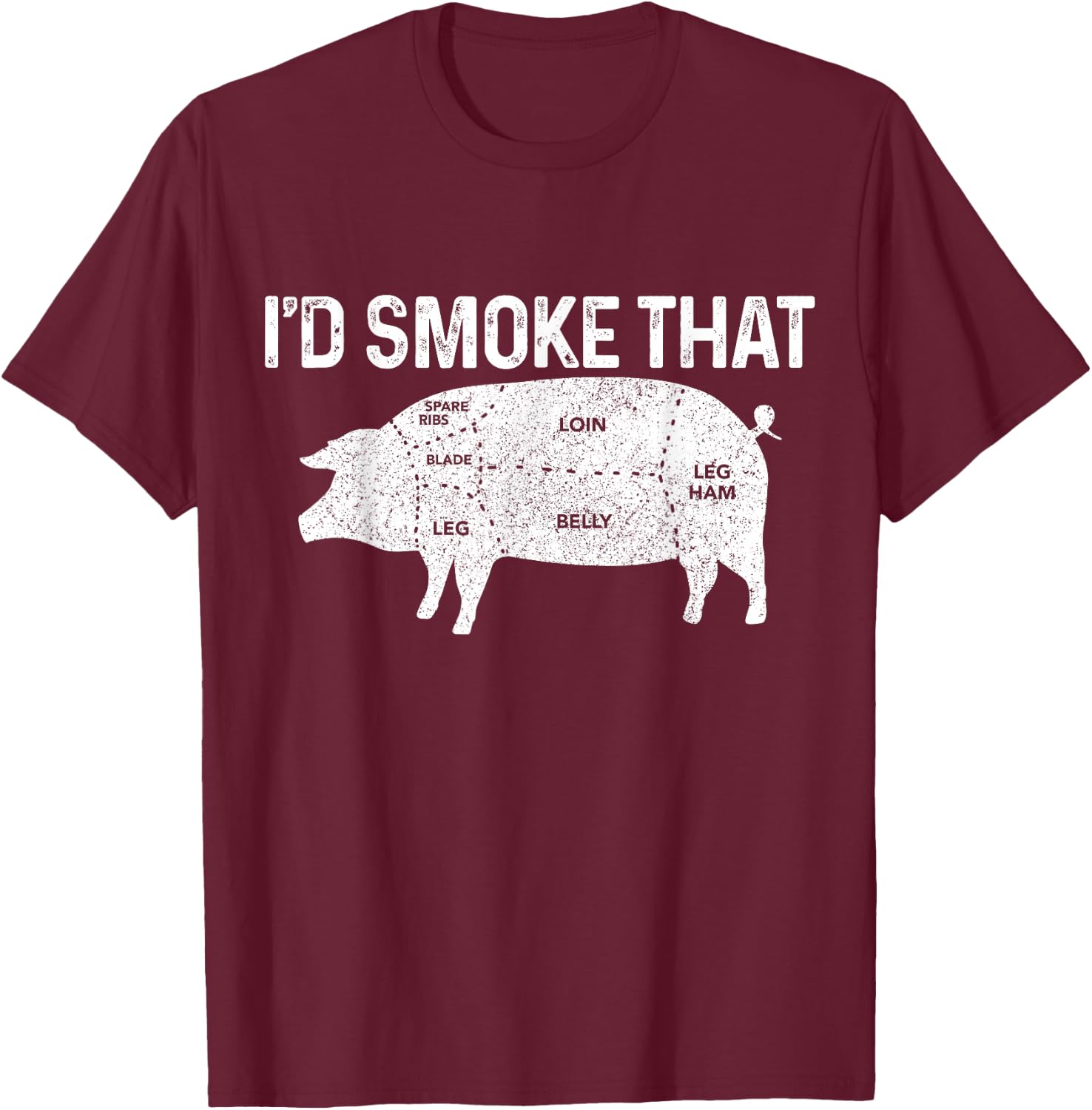 Chef Butcher BBQ I'd Smoke That Pig Pork Funny Father's Day T-Shirt - T-Shirt | Maroon