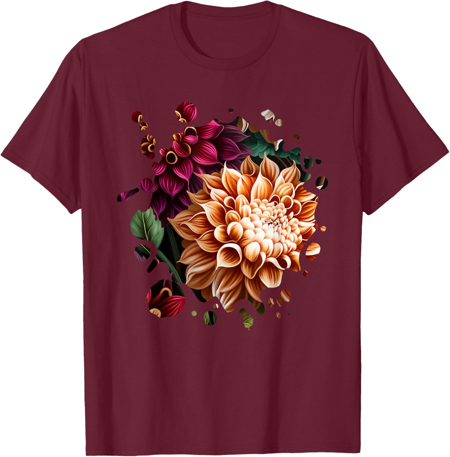Vintage Dahlia Inspired Flower Plant Lover Funny gardening T-Shirt - T-Shirt | Maroon