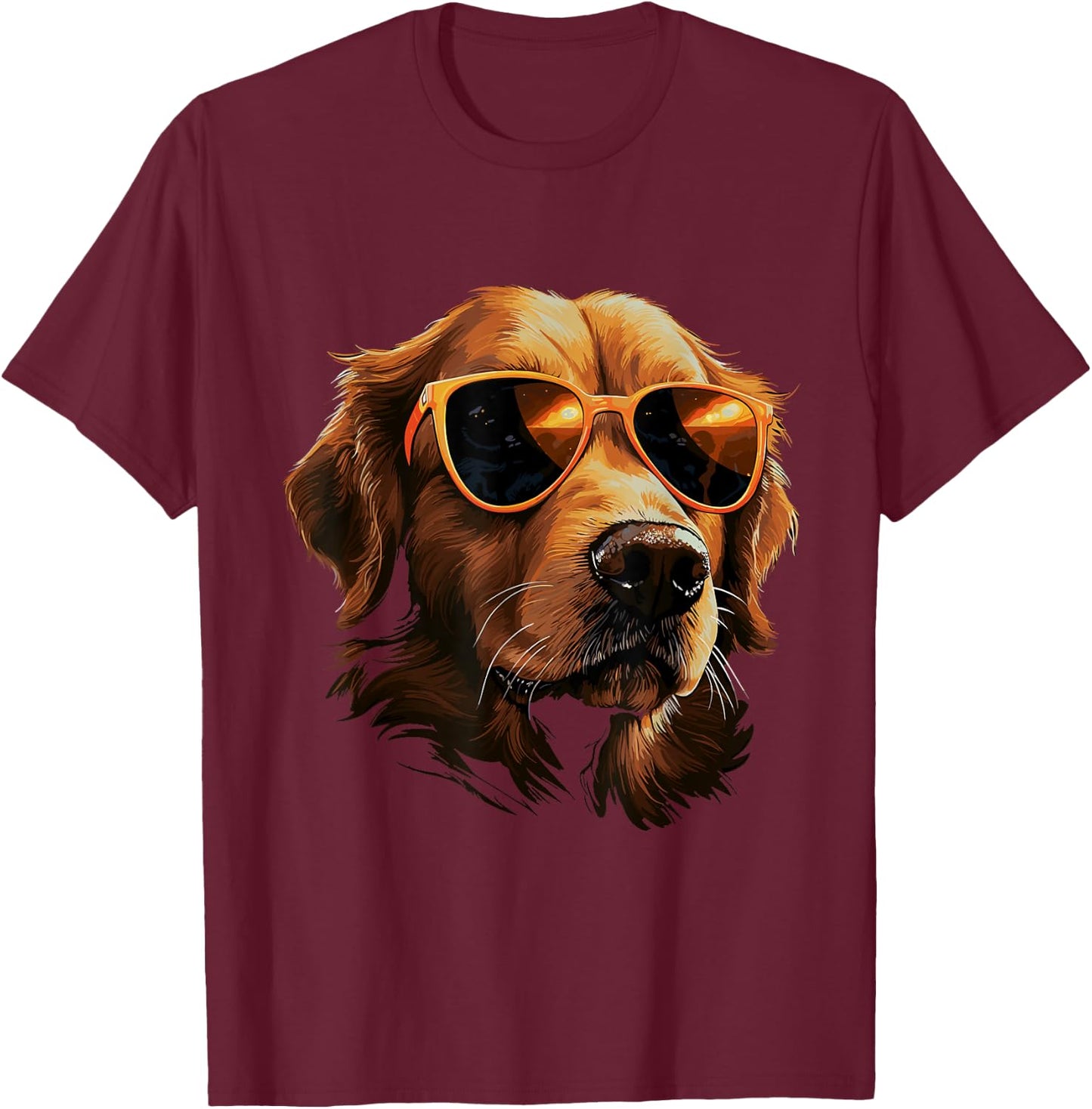 Golden Retriever Dog Sunglasses for Children Boys Girls T-Shirt - T-Shirt | Maroon
