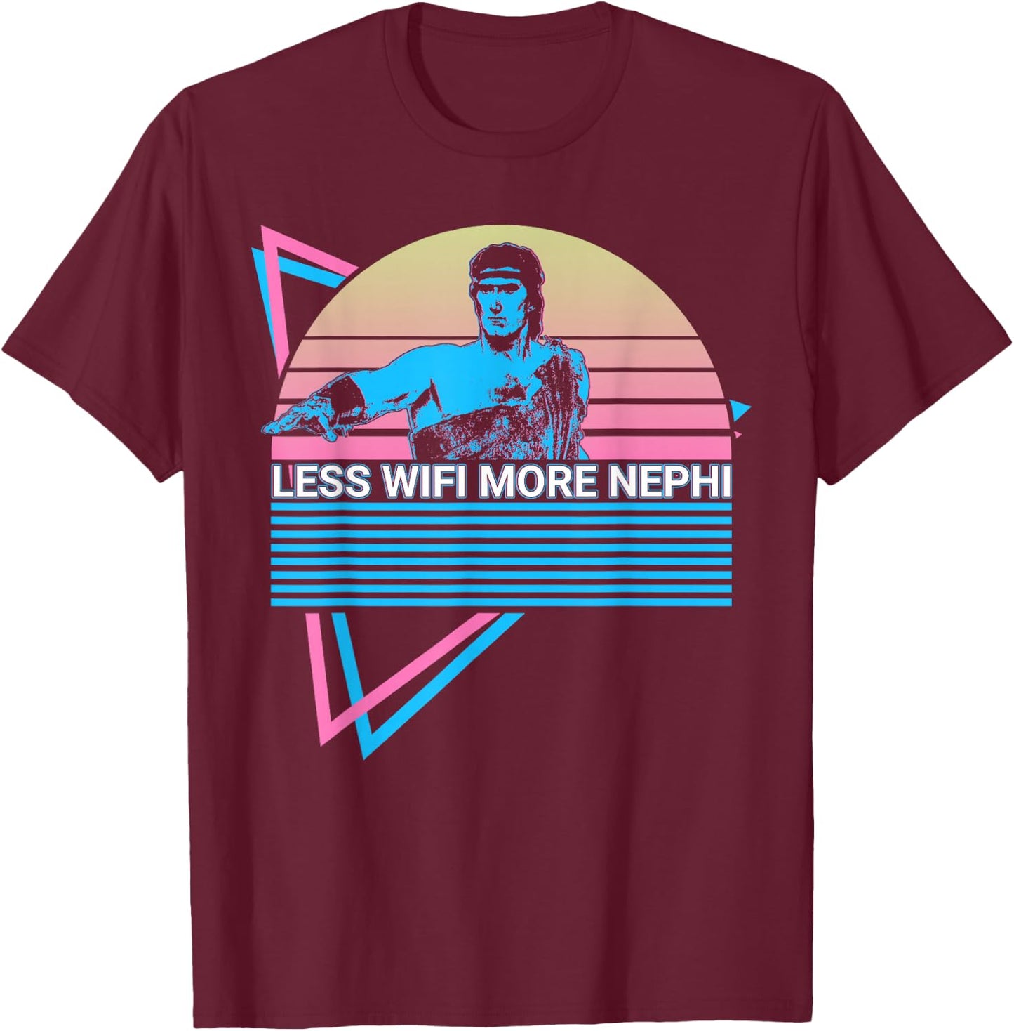 Mormon LDS Missionary Less WiFi More Nephi T-Shirt - T-Shirt | Maroon